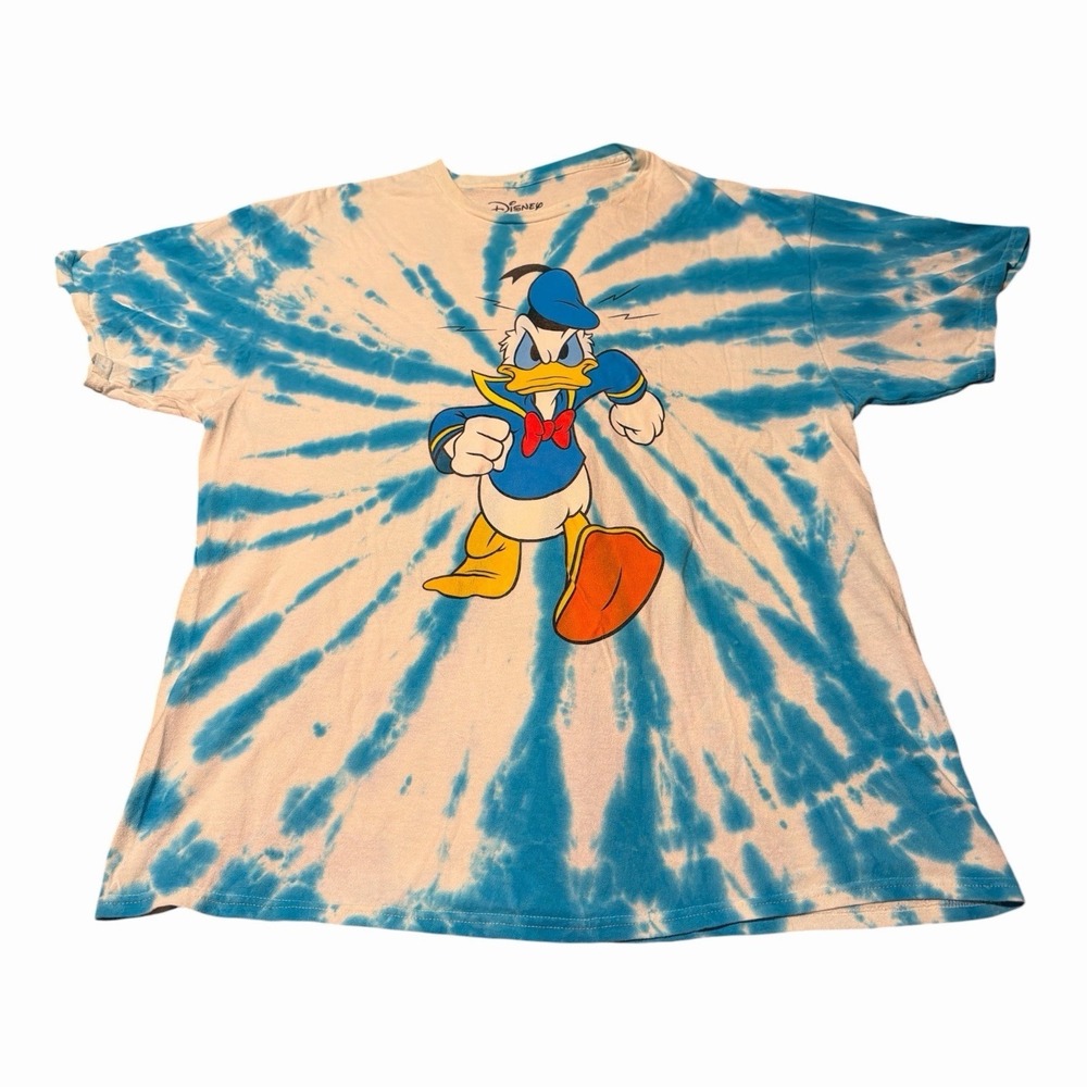 Donald Duck Angry Walk Spiral Tie Dye Teal Size XL Disney